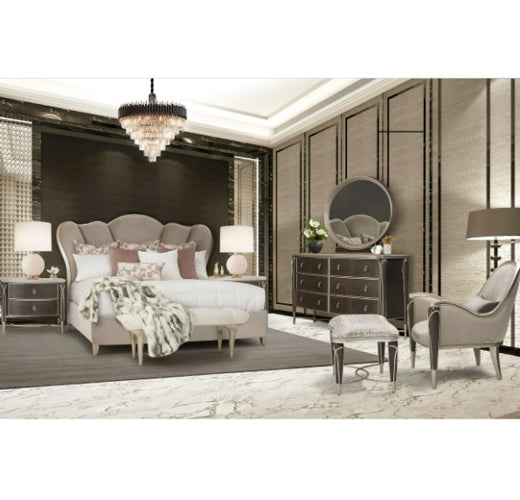 AICO Villa Cherie Tufted Bed Bench in Hazelnut