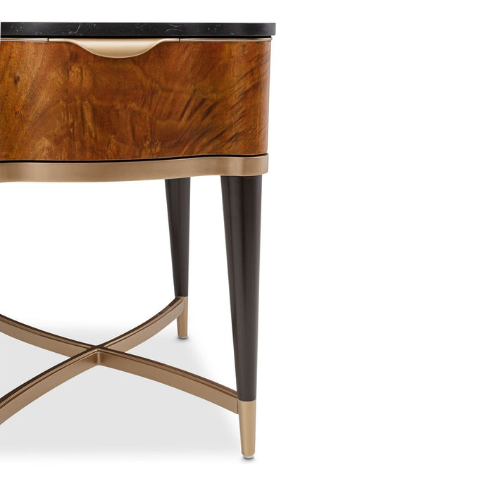 AICO Malibu Crest End Table in Crotch Mahogany