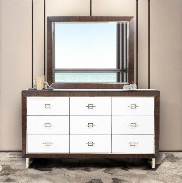 AICO Belmont Place Wall Mirror in Espresso