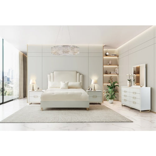 AICO Furniture Palm Gate Wall Mirror in Cloud White