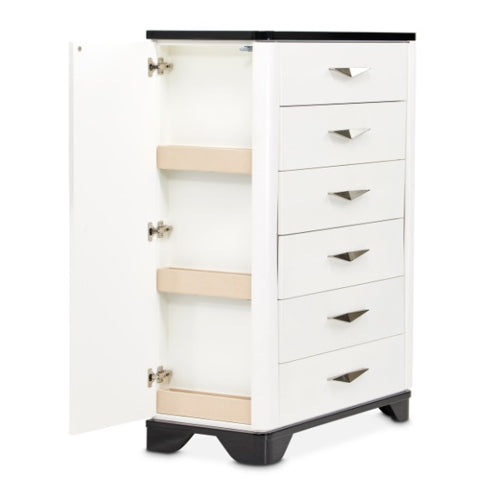 AICO Furniture Tuxedo 6 Drawer Chest in Piano Keyboard