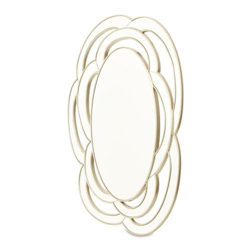 AICO Furniture Camellia Field Wall Mirror in Warm Pecan