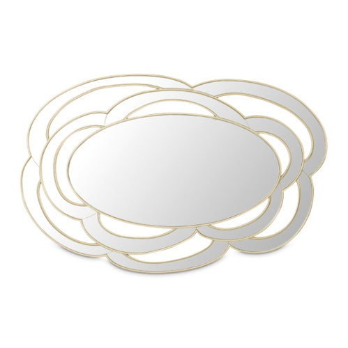 AICO Furniture Camellia Field Wall Mirror in Warm Pecan