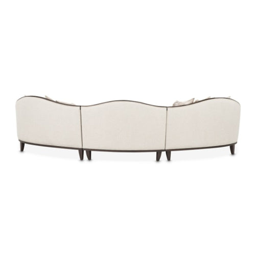 AICO Furniture Camellia Field RAF Loveseat Linen in Warm Pecan