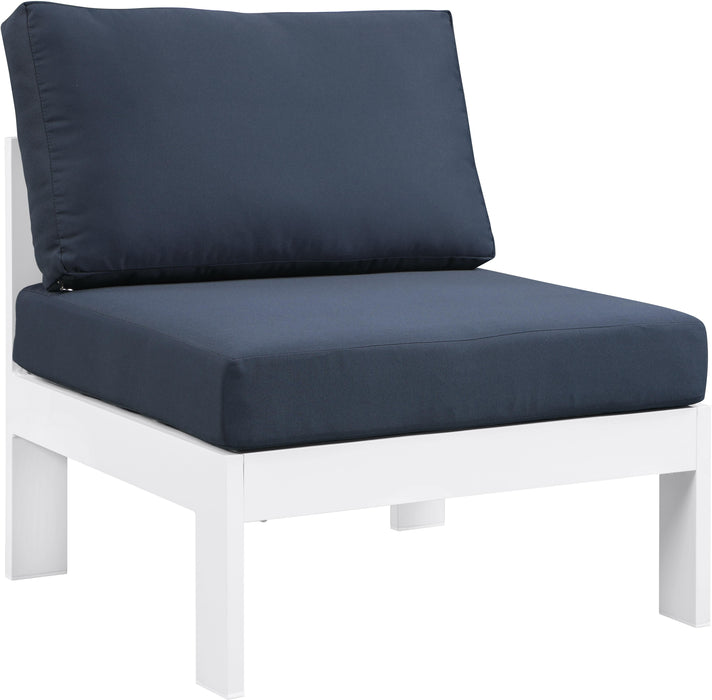 Nizuc Navy Waterproof Fabric Outdoor Patio Aluminum Armless Chair