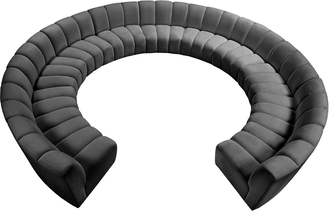 Infinity Grey Velvet 11pc. Modular Sectional