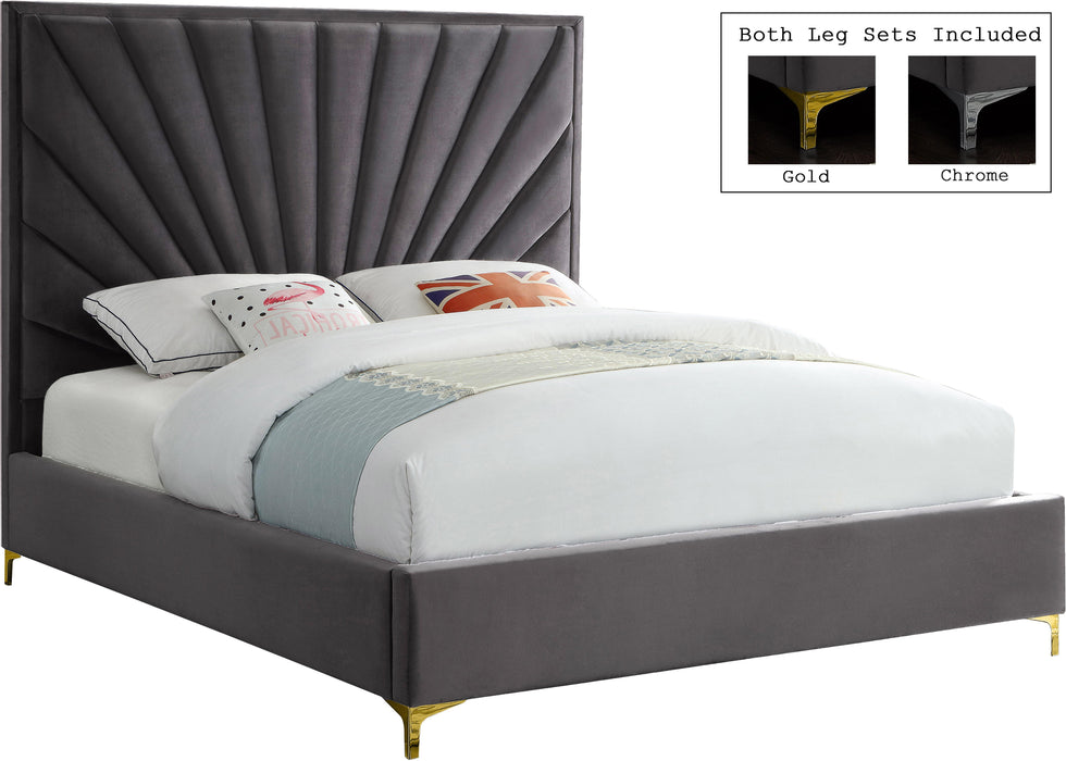 Eclipse Grey Velvet Queen Bed