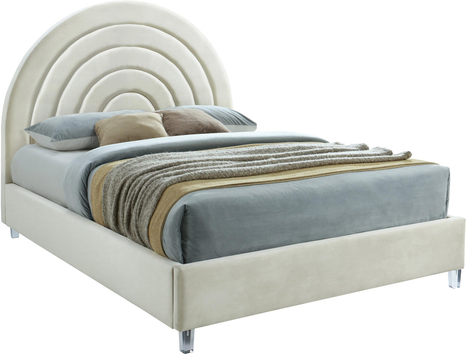 Rainbow Cream Velvet Full Bed