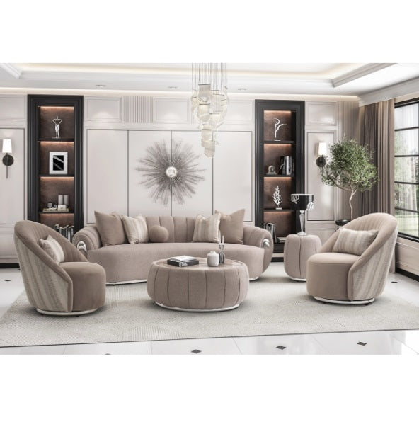 AICO Furniture Lucca Swivel Chair Silver in Silver