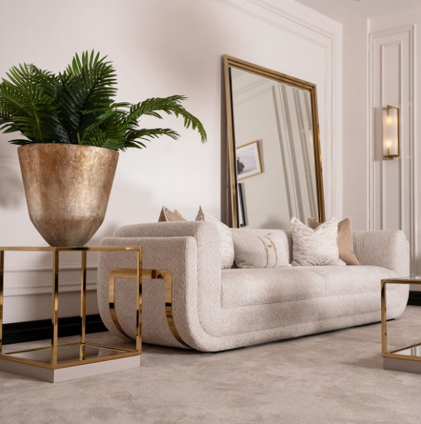AICO Furniture Savannah Breeze Standard Sofa Cashmere in Bright Gold