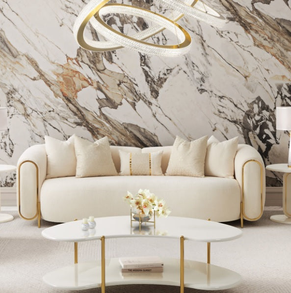 AICO Furniture Sassani Cocktail Table in Pearl White/Gold