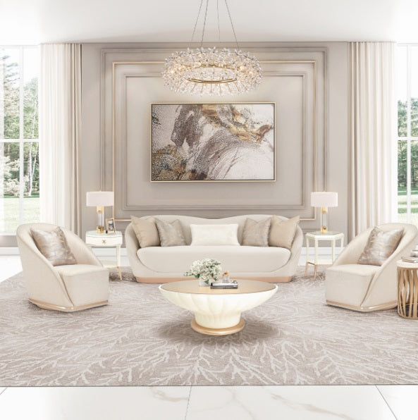 AICO Furniture Lighting Bouquet 12 Light Oblong Chandelier in Gold