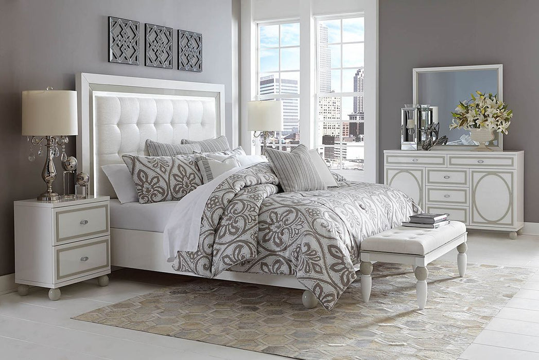 AICO Sky Tower 2 Drawer Nightstand in White Cloud