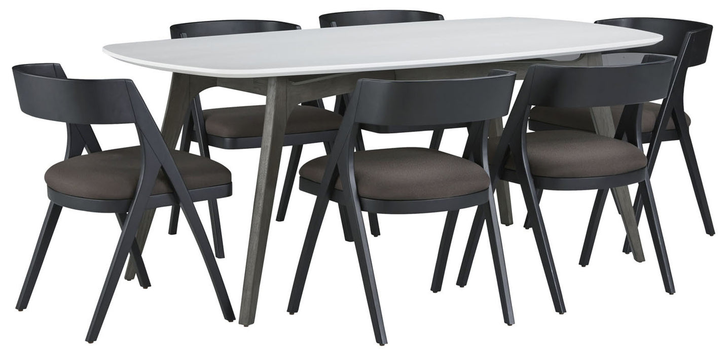 Palliser Furniture Mix and Match Benedict Table with 6 Calvin Wood Chair Dining Set 119-152K70 image