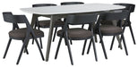 Palliser Furniture Mix and Match Benedict Table with 6 Calvin Wood Chair Dining Set 119-152K70 image