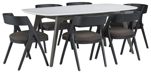Palliser Furniture Mix and Match Benedict Table with 6 Calvin Wood Chair Dining Set 119-152K70 image