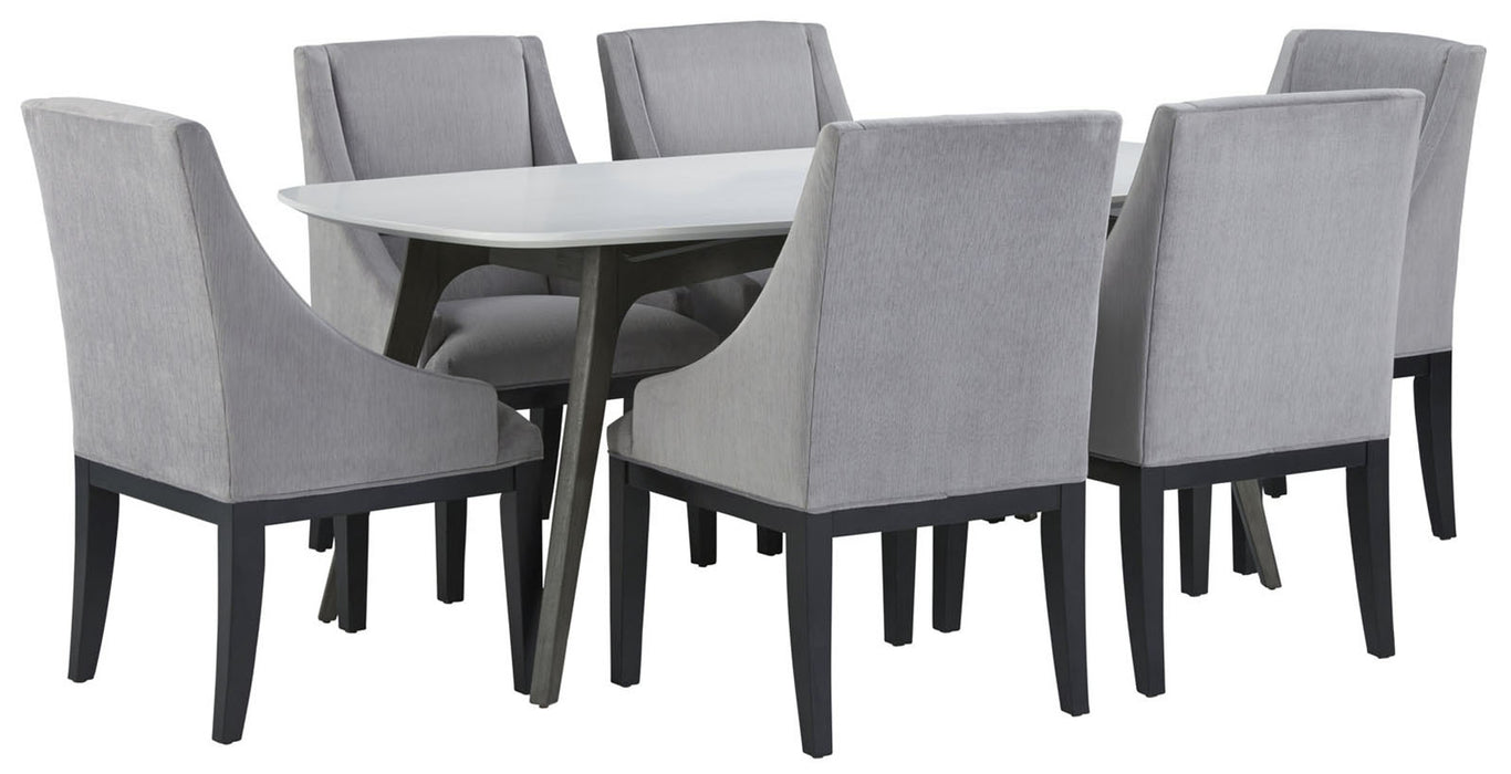 Palliser Furniture Mix and Match Benedict Table with White Wood top and 6 Diana Wing Chair Dining Set 119-152K76 image