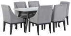 Palliser Furniture Mix and Match Benedict Table with White Wood top and 6 Diana Wing Chair Dining Set 119-152K76 image