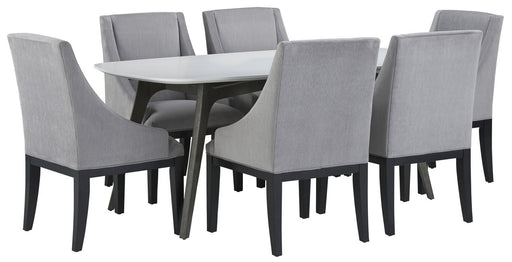 Palliser Furniture Mix and Match Benedict Table with White Wood top and 6 Diana Wing Chair Dining Set 119-152K76 image