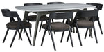 Palliser Furniture Mix and Match Benedict Table with Grey Marble Top and 6 Calvin Bent Wood Chair Dining Set 119-153K70 image