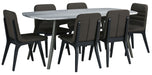 Palliser Furniture Mix and Match Benedict Table with Grey Marble Top and 6 Fredrick Side Chair Dining Set 119-153K72 image
