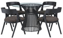 Palliser Furniture Mix and Match Naomi Round Dining Table with Glass Top and 4 Calvin Bent Wood Chair Dining Set 119-155BG50 image