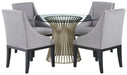 Palliser Furniture Mix and Match Naomi Round Dining Table with Gold Base and 4 Diana Wing Chair Dining Set in Grey Velvet 119-155GG56 image