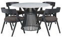 Palliser Furniture Mix and Match Naomi Round Dining Table with Marble Top and 4 Calvin Bent Wood Chair Dining Set in Charcoal Gray 119-156BM50 image