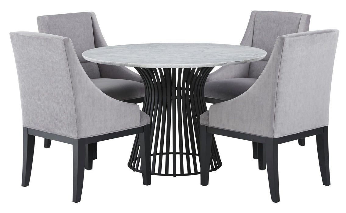 Palliser Furniture Mix and Match Naomi Round Dining Table with Marble Top and 4 Diana Wing Chair Dining Set in Grey 119-156BM56 image