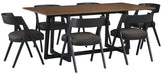 Palliser Furniture Mix and Match Clara Rectangular Dining Table with 6 Calvin Wood Chair Dining Set in Brown 119-159K70 image