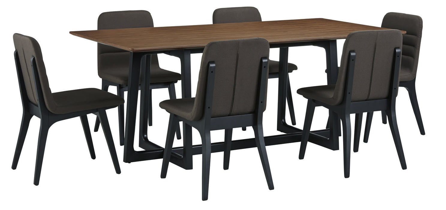 Pallister Furniture Mix and Match Clara Rectangular Dining Table and 6 Fredrick Side Chair Dining Set in Brown 119-159K72 image