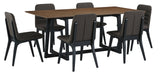 Pallister Furniture Mix and Match Clara Rectangular Dining Table and 6 Fredrick Side Chair Dining Set in Brown 119-159K72 image