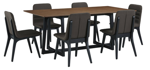 Pallister Furniture Mix and Match Clara Rectangular Dining Table and 6 Fredrick Side Chair Dining Set in Brown 119-159K72 image