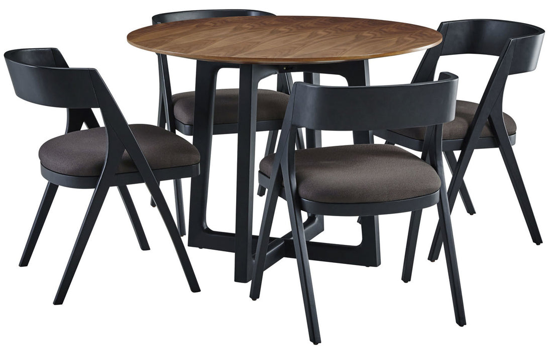 Palliser Furniture  Mix and Match Clara Round Dining Table and 4 Calvin Bent Wood Chair Dining Set in Brown 119-162K50 image