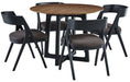Palliser Furniture  Mix and Match Clara Round Dining Table and 4 Calvin Bent Wood Chair Dining Set in Brown 119-162K50 image