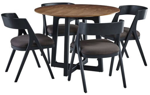 Palliser Furniture  Mix and Match Clara Round Dining Table and 4 Calvin Bent Wood Chair Dining Set in Brown 119-162K50 image