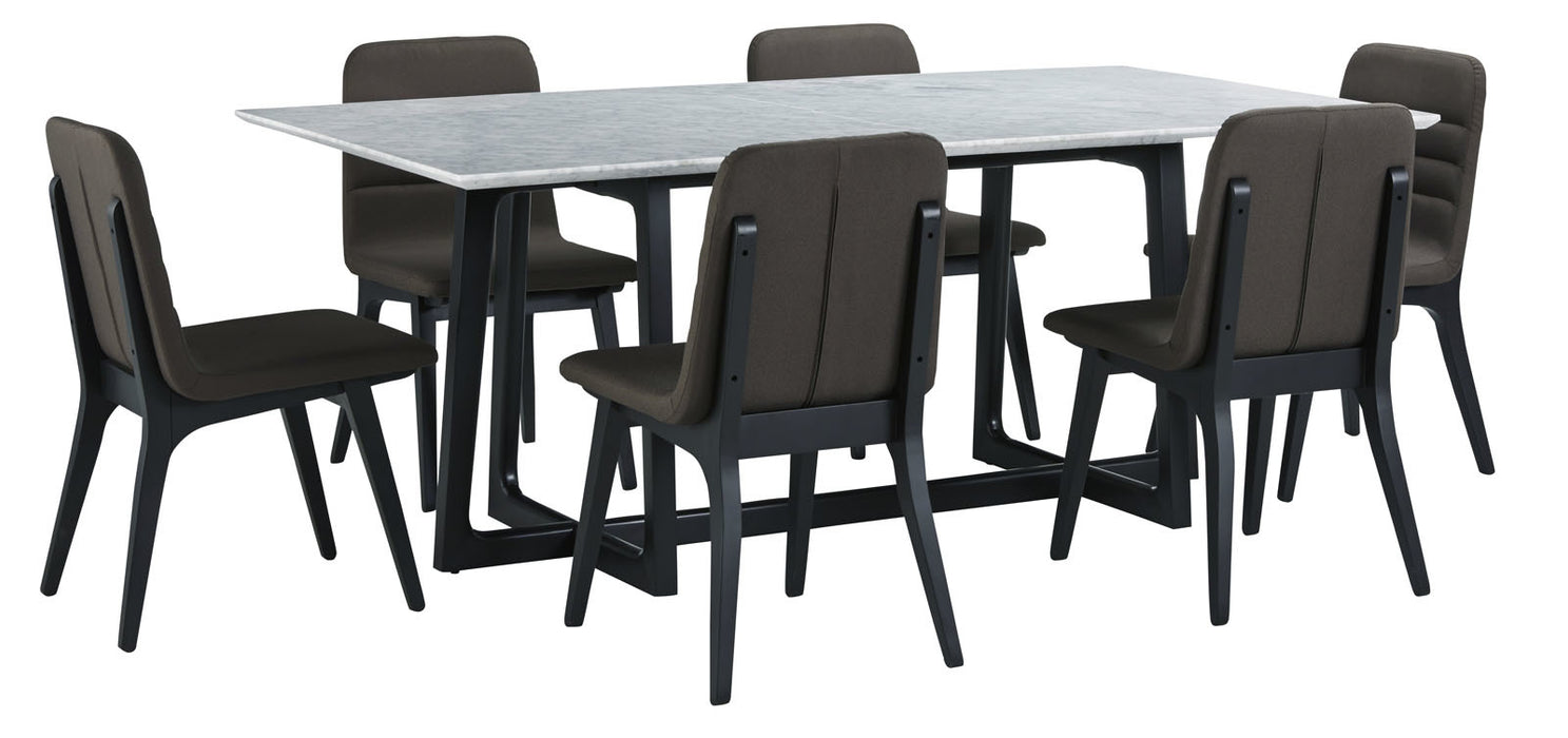 Palliser Furniture Mix and Match Clara Rectangular Ding Table and 6 Fredrick Side Chairs Dining Set in White 119-160K72 image
