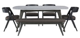 Palliser Furniture Mix and Match Benedict Dining Table and Upholstered Bench with 4 Calvin Bent Wood Chairs Dining Set in Black 119-153K6B0 image