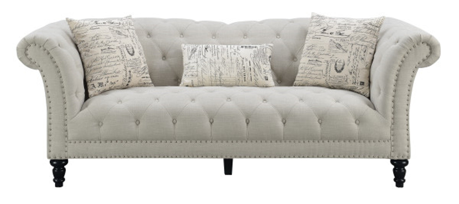 Emerald Home Hutton II Sofa w/ 2 Pillows & 1 Kidney Pillow in Beige U3164-00-29