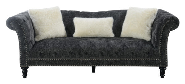 Emerald Home Hutton II Sofa w/ 2 Pillows & 1 Kidney Pillow in Bliss Charcoal U3164-00-53